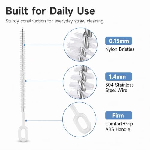 Image of Heavy-Duty Straw Cleaner Brush Set, 10 Inch, 4 Sizes for Tumbler Straws (Pack of 2)