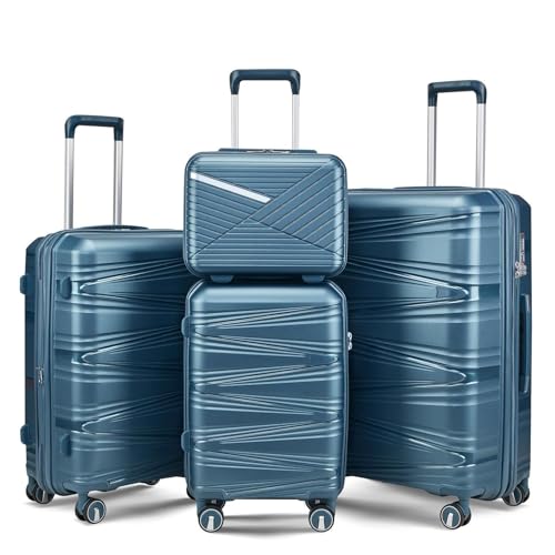 XMORILVEX Suitcase 4-piece set (14/20/24/28), Hard-shell Lightweight TSA Lock Carry-on Expandable Suitcase with Swivel Wheels Travel Set For Men and Women