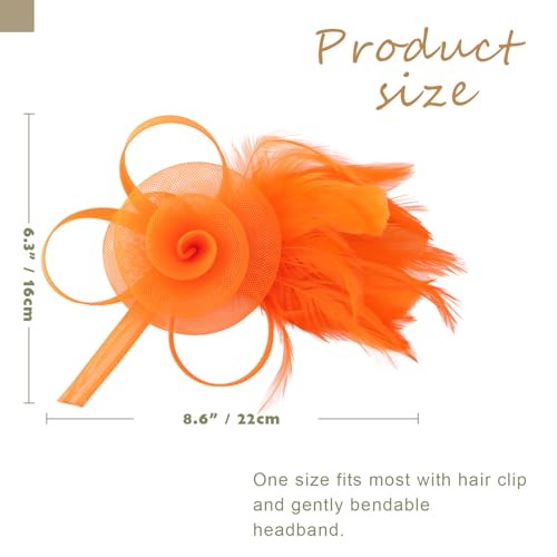 Image of DRESHOW Fascinators Hats for Women Tea Party Fascinator Hats Vintage 50s Headwear Cocktail Wedding Church Derby Hat