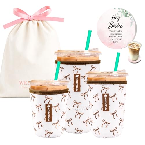 Image of WKIEASON Iced Coffee Sleeve Reusable Coffee Cup Sleeve Coolies 16-32oz