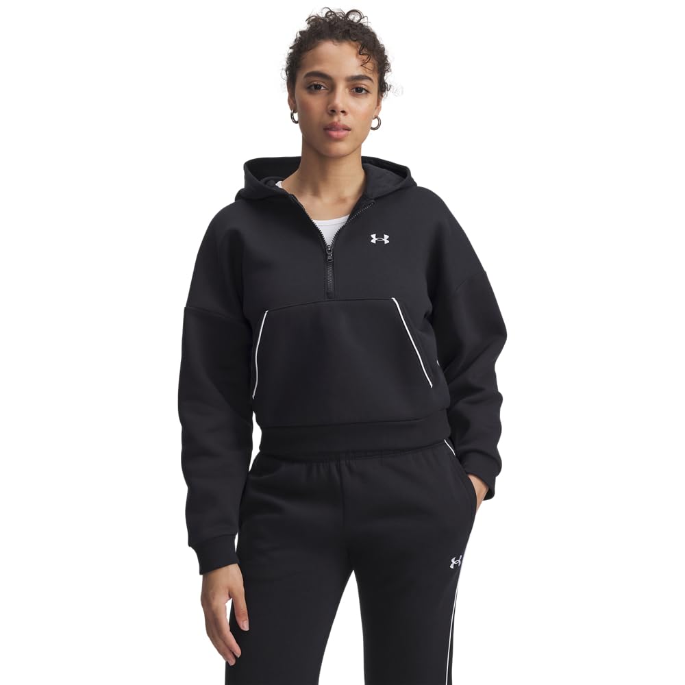 Under Armour Rival Fleece Piped Half Zip Hoodie Sweatshirt Kadın