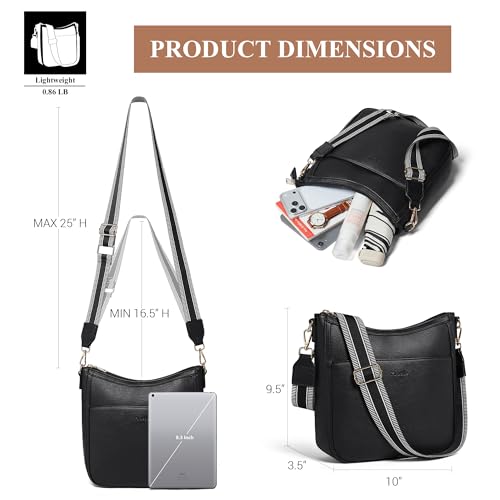 Image of Leather Crossbody Purse for Women Crossbody Bag for Daily Travel | Trendy Vegan Leather Medium Crossbody Purse with Adjustable Strap Women's Hobo Shoulder Handbags for Work