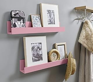 House & Homestyle Set of Pink Wall Shelves, Floating Painted Wood Effect Shelving, Wall Mounted Storage for Bedrooms, Bathrooms, Living Rooms or Home Office  Pink (60 x 8 cm)