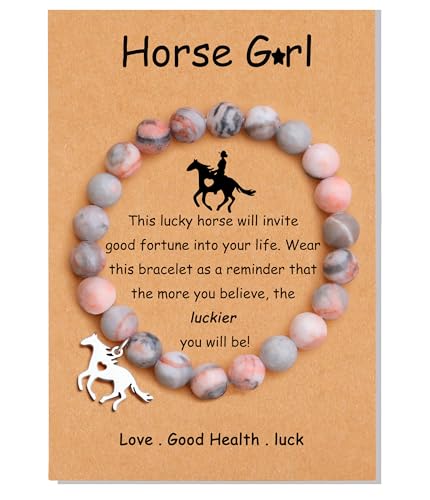 Baydurcan Horse Gifts for Teens, Horse Bracelets Birthday Gifts for Women Teens Nature Stone Bracelet