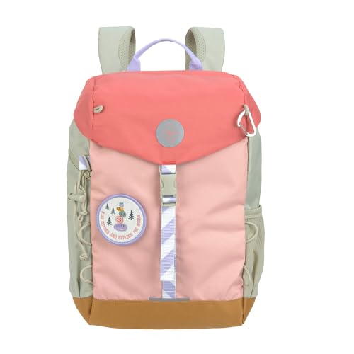 LÄSSIG Kinder Wanderrucksack Kinderrucksack mit Brustgurt gepolsterte Schultergurte wasserabweisend 14 Liter/Big Outdoor Backpack Sunny Explorer Rose/pink