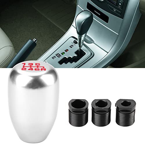 Image of Dweekiy 2.25 Inch Silver Universal Manual Gear Shift Knob - Direct Replacement 6 Speed Shifter Head with Adapters for Most Cars