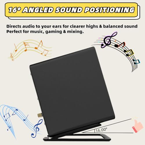 wigmoa U-Z2 【2PACK】 Desktop Speaker Stands Pair for Small Speakers, Tilted Steel Tabletop Stands with Foam Padding, Fits Compact Studio Monitors, Computer Speakers (A/Black) - image 4