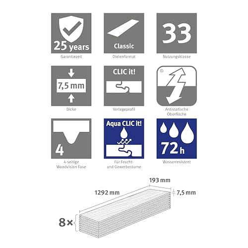 EGGER Aquadura+ Hybridboden EDF184 Berdal Eiche weiss 1292x193x7,5mm (1,995m²)