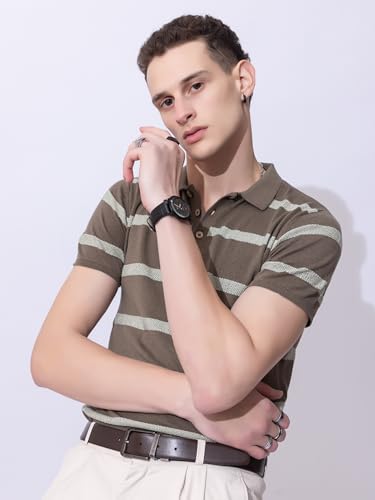 Image of Armisto Men's 100% Cotton Fancy Party Polo T-Shirt /Neutral Colour