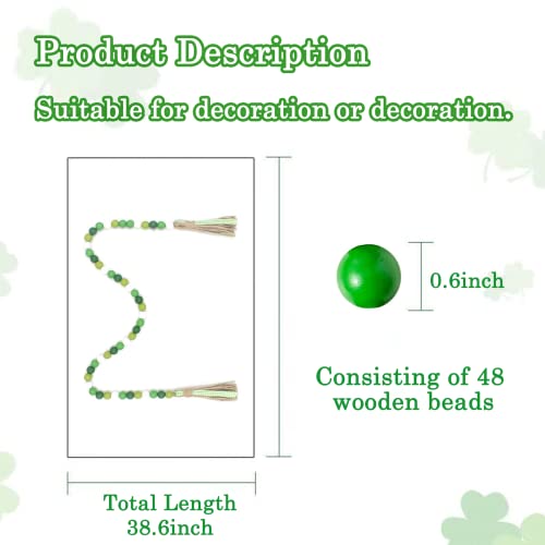 image for Yisinar Wood Bead Garland Home Decor Farmhouse Beads for Shelf,Mantle,