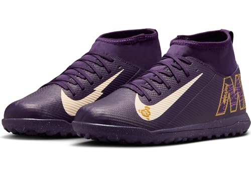 Nike Jr. Mercurial Superfly 10 Club Big Kids' TF High-Top Soccer Shoes (HJ6933-500, Grand Purple/Pale Ivory)2