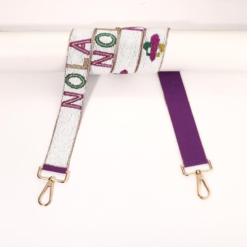 Image of NLCAC Beaded Purse Strap Replacement Crossbody Bag Strap Mardi Gras Valentines Day Holiday Crossbody Strap for Bags