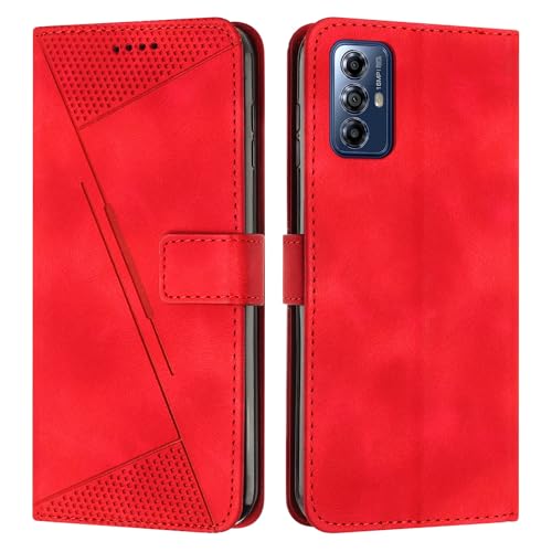 Étui à rabat Motorola Moto G Play 2024 coque de téléphone rouge style portefeuille