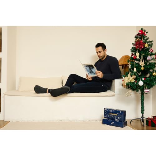 LEMZONE Men's Cozy Slipper Socks Non Slip Winter Warm Indoor Soft Sole Sock Shoes with Sherpa Lining3