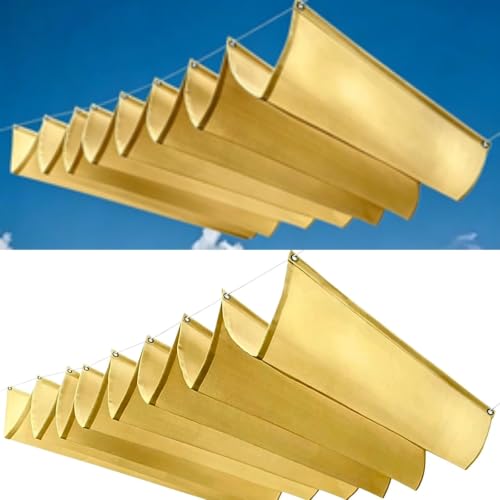 Voile d'ombrage rétractable vague 125x480 cm imperméable jaune sable pour pergola - 2