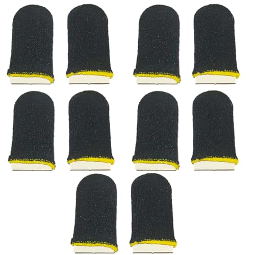 Image of Ecommer PUBG Finger Sleeves, Anti-Slip Thumb Sleeves for Mobile Gaming, Compatible with COD, Free Fire, BGMI, Enhanced Grip & Sweat Control (Black) - 5 Pairs (10 Pieces)