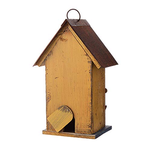 Jetlinkcrafts 1419004289 Garden Decorative Wooden Birdhouse, 6.25" L X 4.75" W X 10.25" H, Flower Yellow #TOP4