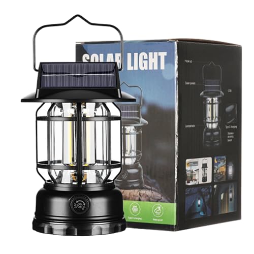 Lanterne solaire pour extérieur étanche et lampe rechargeable style vintage