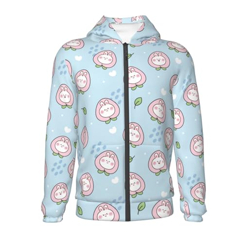 Rabbit Face with Peach Kid Hoodies Boys Zip Up Sweatshirts Girls Pullover with Pocket2