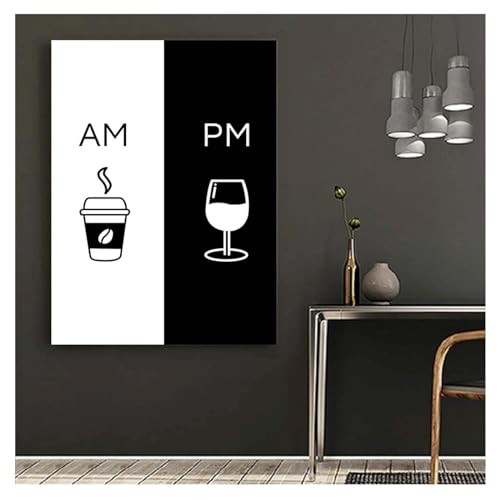 Affiche Cuisine Restaurant Am Coffee PM Wine pour Ambiance Bistro Nordique Moderne