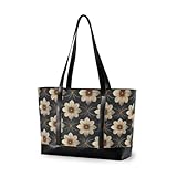 miaozhen Genesis Style Arbeitstasche mit Reißverschluss, wasserdicht, Blumenmuster, Dunkelblau, Champagner, Genesis Style Floral Dark Blue Champagne, 1 size