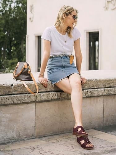 Image of TEMOFON Womens Wedge Sandals Leather: Comfortable Walking Shoes Summer