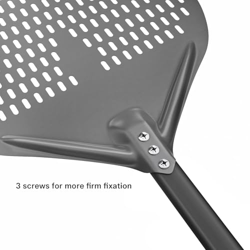 Miniatura 3 de 14 Pulgadas Pala De Pizza Perforad, Pala De Pizza De Aluminio Anodizado Con Mango Retirable-Ideal Para Celebración De Fiestas De Pizza