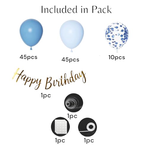 Image of Toys Treasure Blue Birthday Decoration Kit 104 Pcs - Dark Blue Light Blue Party Decorations for Boys with Balloons Happy Birthday Banner Birthday Party Supplies