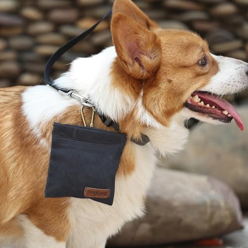 Duuclume Hundetrainingsset-Hundeleckerli-Tasche mit Hundeklicker und leiser Pfeife mit Lanyard, freihändiges Training Welpenleckerli-Tasche einschließlich Karabiner für Haustiere im Freien(Navy)
