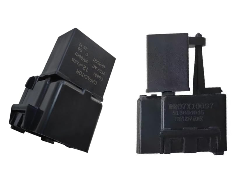 Upgraded 2Sets Refrigerators Start Relay WR07X10097 & 12uF Matched Run Capacitor Kit Compatible with G-E Parts Replacement for 1265640 513604045 PS1766101 AP4300623