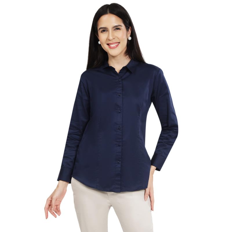 Women’S Full Sleeve Formal Shirt | Regular Fit Office Wear Top | Button Down Collared Blouse Workwear for Business, Meetings & Office Wear White XS-picture-46