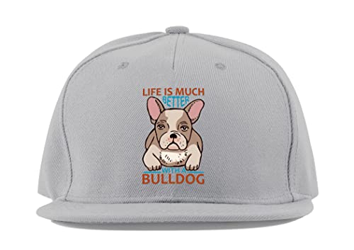 Casquette de baseball respirante en coton gris à motif Bulldog adoré