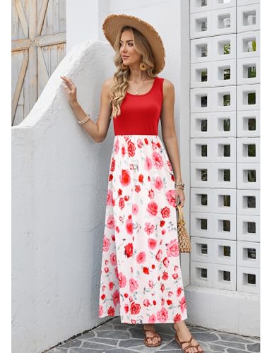 Image of Bluetime Women's Summer Boho Sleeveless Floral Print Tank Long Maxi Dress (S-3XL)