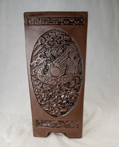 Yubonzai Large Vintage Square Cascade Yixing Zisha Cascade Bonsai Pot & Orchid Planter + Mesh...