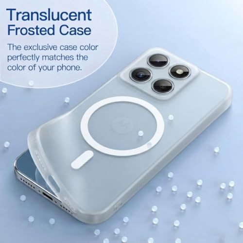 Image of DIZORO Matte Case for Motorola Edge 70 Fusion Compatible with MagSafe, Camera Lens Full Protection, Shockproof Translucent Frosted TPU Soft Phone Cover, Anti-Fingerprint (White)