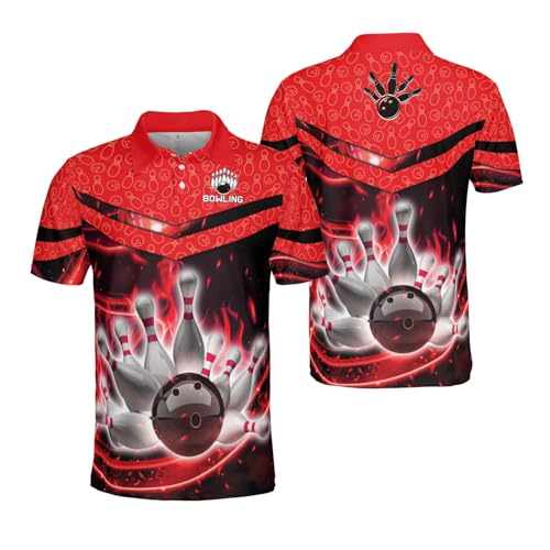 BOZENTIM Bowling Polo Shirts 3D for Men & Women, Bowling Jersey Shirt, Team Bowling Shirts Short Sleeve Polo Gift (US, Alpha, Medium, Regular, Regular, Multicolor 7)