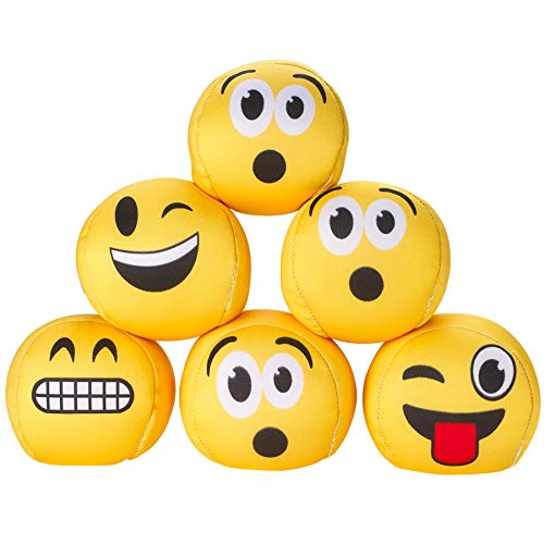 Kicko Emoji Squish Ball - Pack of 6 Emoticon Balls - 4.5 Inch