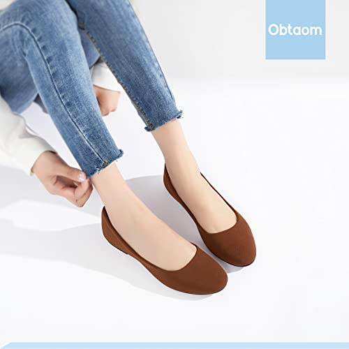 Image of Obtaom Round Toe Women Flat Shoes Slip on Girls Dress Black Ballet Flats