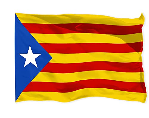 Bandera Catalana Grande 150x90cm, Estelada Blava Independentista, Impermeable, Ideal Para Interior y Exterior