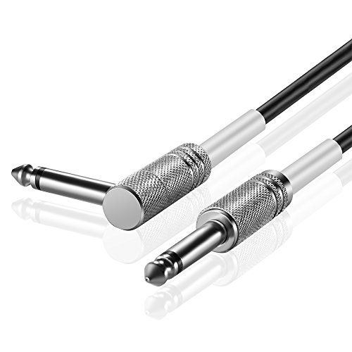 TNP 6.35mm Guitar Cable (3FT) - 1/4 Inch TS to 1/4 Inch TS 6.35mm Phono Jack Straight to Right Angle Plug Instrument Wire Cord for Electric Bass Guitar, Amplifier, Musical Instrument Line-Level Audio