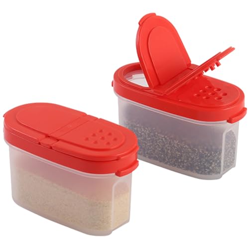 Image of Signoraware Sprinkles N Spice BPA Free Plastic Small Container with Lid (120mlx2 | Set of 2 | Red)