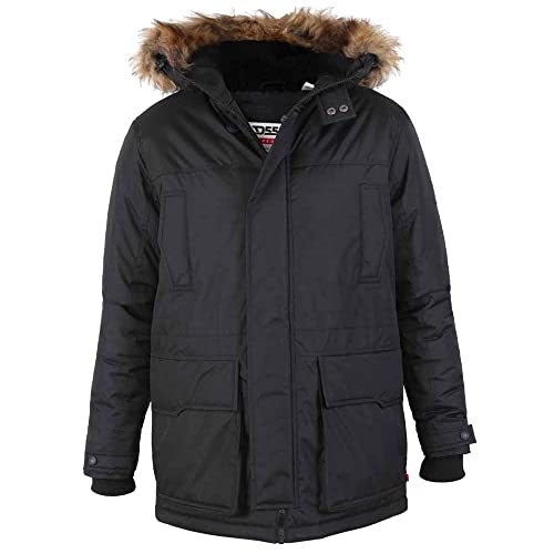 D555 Parka Longue à col Fourrure Amovible Grande Taille Homme Grande Taille Homme Noir Cover