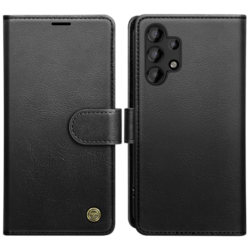 AIMOYU for Samsung Galaxy A32 5G Case Flip Wallet Leather Phone Case with [4 Card Slots] [Kickstand] [RFID Blocking] Magnetic Protective Shockproof Cover for Samsung A32 Phone Case - Black
