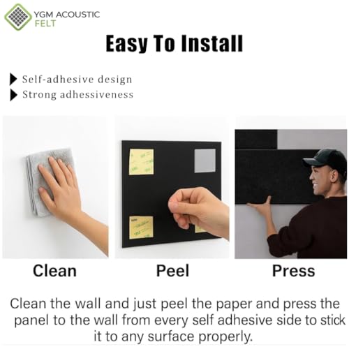 Image of YGM Acoustic Foams Luxury PET Felt Acoustic Self Adhesive Panels, 10 MM Thick, Sound Absorbing Panels for Wall | Room Noise Reducer & Sound Dampening (Marble White, 1x2 Foot - 32 Panels)