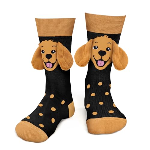 Funny Golden Retriever Dog Socks for Men Dad Teenage Boys - Novelty Funky odd Fun Cute 3D Animal Socks Mens - Fathers Day Easter Birthday Gifts Presents Christmas Stocking Fillers for Dog Lovers