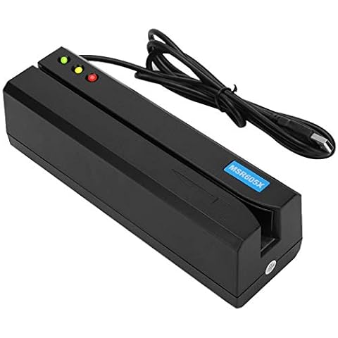 MSR605X Magnetic Stripe Card Reader Full Three Track Card Reader MSR605 Magnetic Card Reader USB Interface Reader, for IBM/ISO/ANSI or DIN Standard, ISO7810/7811 Reading and Writing Standards (Black) Cover