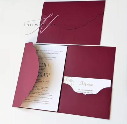 Invitaciones de boda verde esmeralda con sobres en pack de 40 tarjetas DIY 4