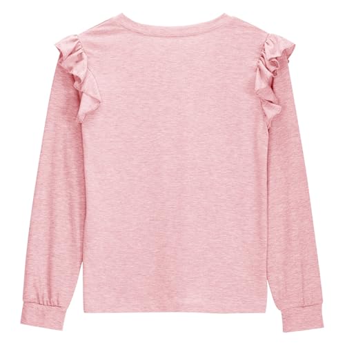 2025 Girl Cute Ruffle Blouse 4-13 Years Kids T-Shirts Spring Summer Solid Color Tee Casual Long Sleeve Crewneck Tops4
