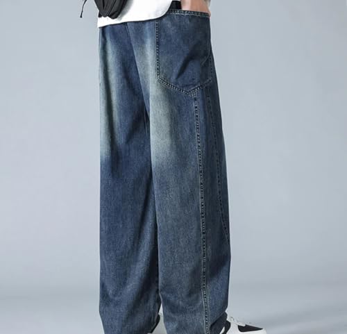 Men’S Big Size Wide Leg Jeans Mid Waist Loose Fit Denim Pants Casual Drawstring Closure Lightweight Jeans4