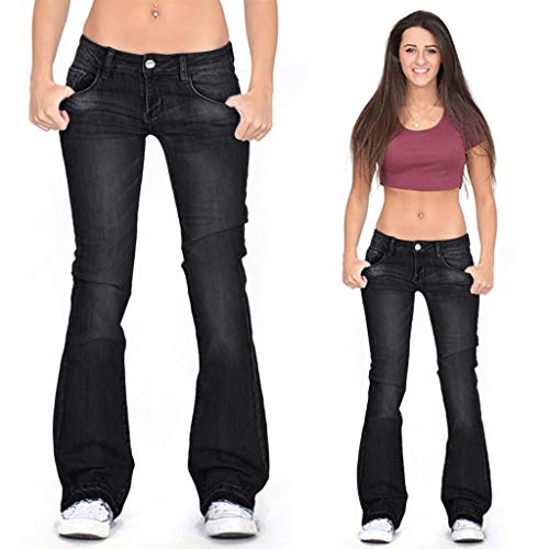 Women's Plus Size Slim Skinny Pocket Jeans Mid Rise Stretch Boot Cut Denim Pants Trousers3